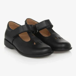 Childrens Classics Traditional Shoes|Bar Shoes*Girls Black Leather T-Bar Shoes
