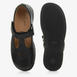 Childrens Classics Traditional Shoes|Bar Shoes*Girls Black Leather T-Bar Shoes