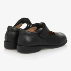 Childrens Classics Traditional Shoes|Bar Shoes*Girls Black Leather T-Bar Shoes