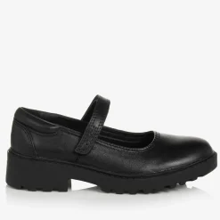 Geox School Shoes*Girls Black Leather Velcro Shoes