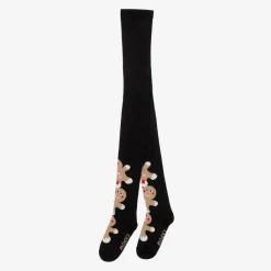 Wauw Capow Tights|Tights*Girls Black Organic Cotton Gingerbread Tights