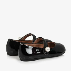 Age of Innocence Traditional Shoes|Bar Shoes*Girls Black Patent Leather Pearl Shoes