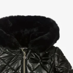 Caramelo Kids Coats & Jackets*Girls Black Quilted Hooded Coat