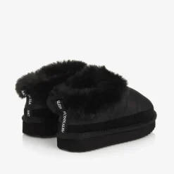 Monnalisa Boots|Boots*Girls Black Ripstop & Faux Fur Slip-On Boots