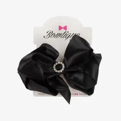 Bowtique London Hair Accessories*Girls Satin Bow Hair Clip (10cm) Black