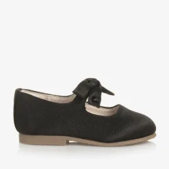 Mayoral Bar Shoes|Bar Shoes*Girls Black Satin Bow Shoes