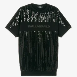 KARL LAGERFELD KIDS Dresses*Girls Black Sequin T-Shirt Dress