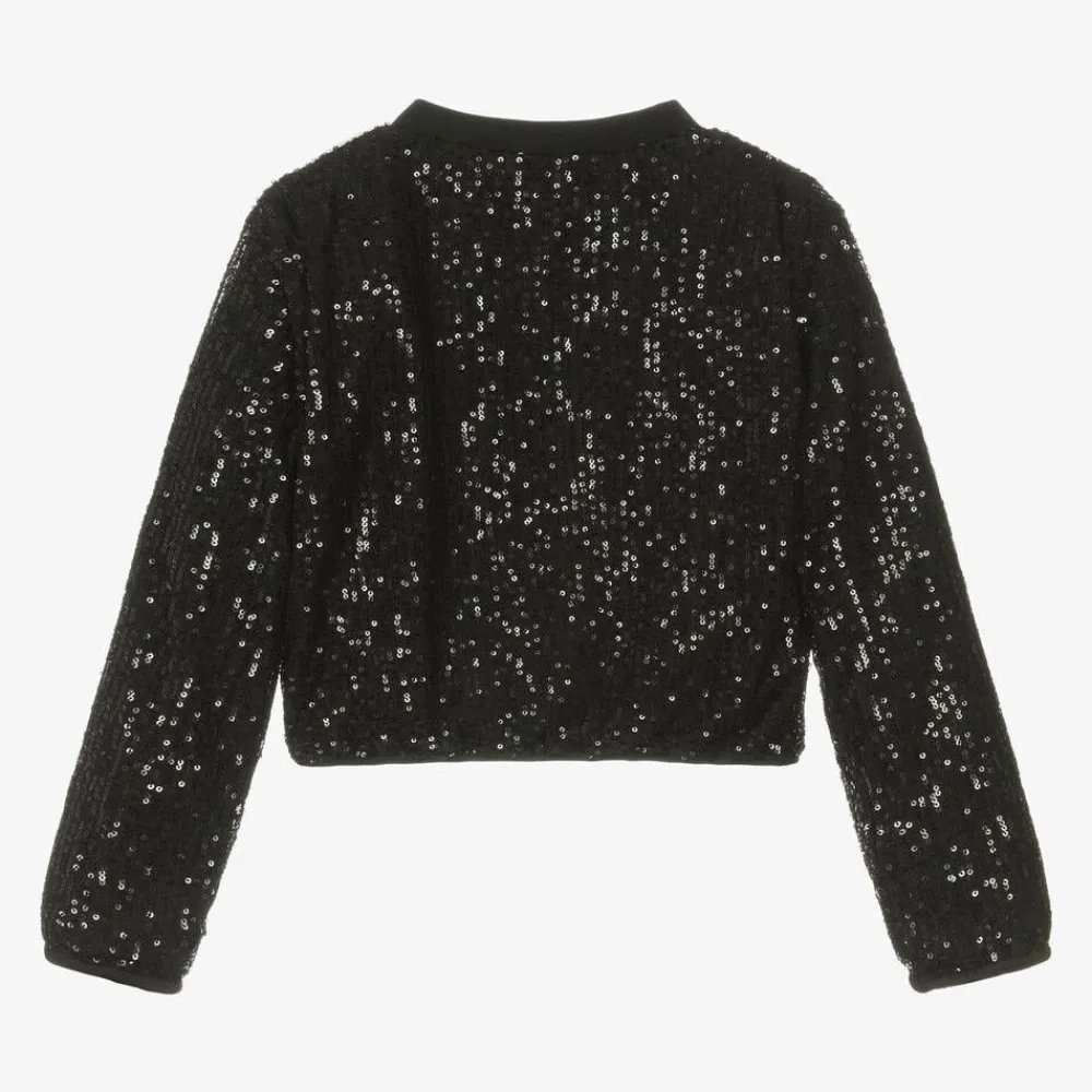 Mayoral Tops*Girls Black Sequin Zip-Up Top