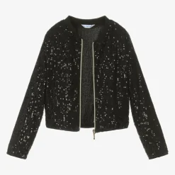 Mayoral Tops*Girls Black Sequin Zip-Up Top