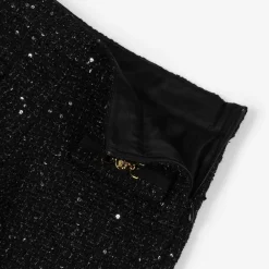 Versace Shorts*Girls Black Sequinned Tweed Shorts