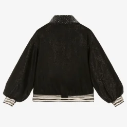 KARL LAGERFELD KIDS Tops*Girls Black Sparkly Zip-Up Top