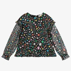 Stella McCartney Kids Tops*Girls Black Star Print Chiffon Blouse