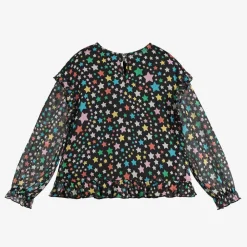 Stella McCartney Kids Tops*Girls Black Star Print Chiffon Blouse