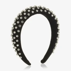 David Charles Hair Accessories*Girls Black Twill Diamanté Hairband