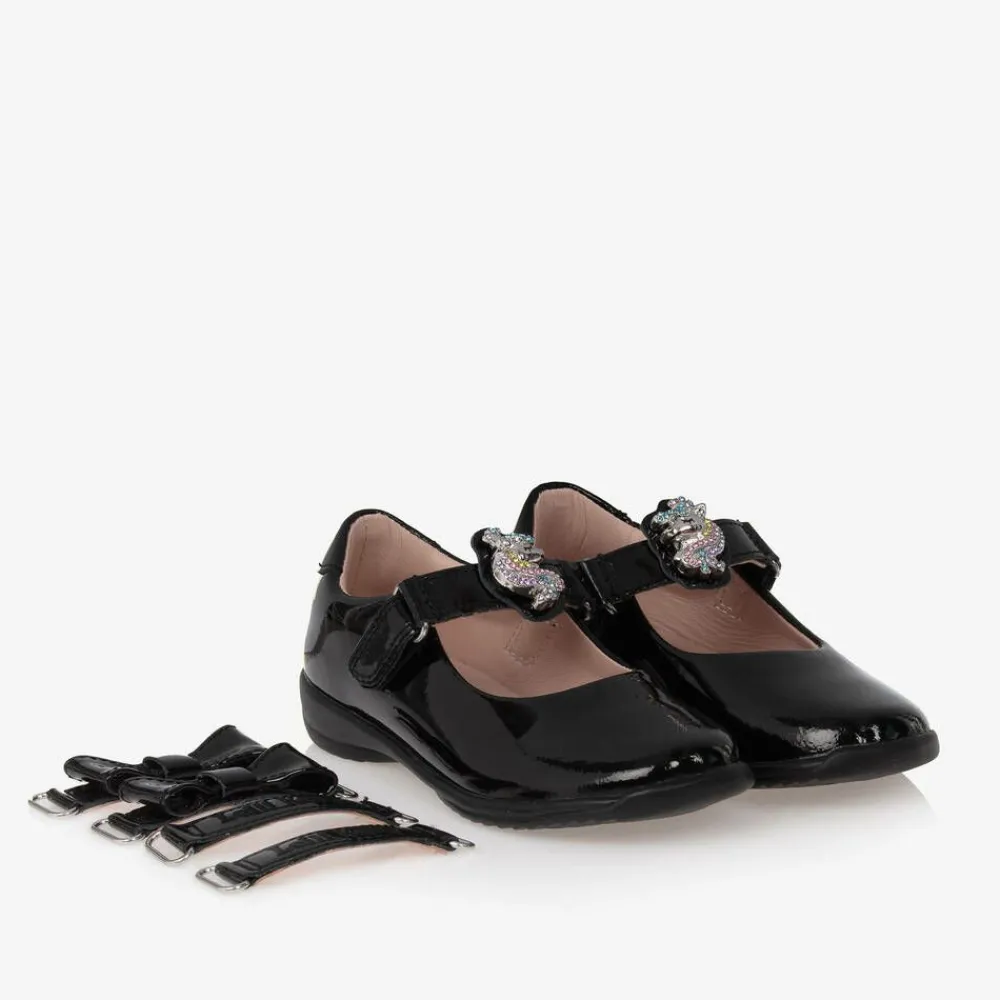 Lelli Kelly School Shoes|Bar Shoes*Girls Black Unicorn Patent Leather Shoes