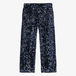 NAME IT Trousers*Girls Black Velour & Blue Sequin Trousers