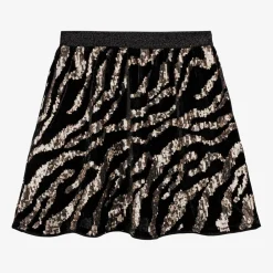 NAME IT Skirts*Girls Black Velour & Gold Sequin Skirt
