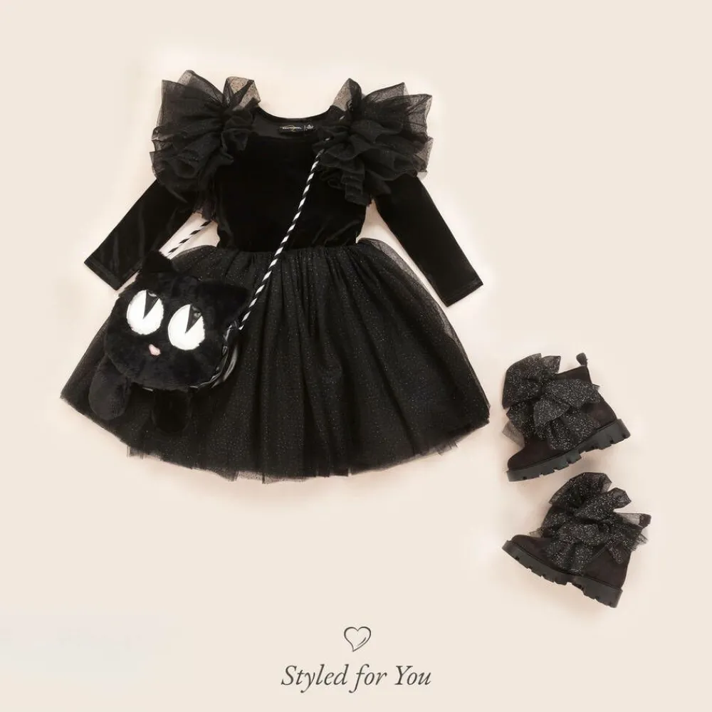 Rock Your Baby Dresses*Girls Black Velour & Tulle Dress
