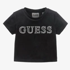 Guess Tops*Girls Black Velour T-Shirt