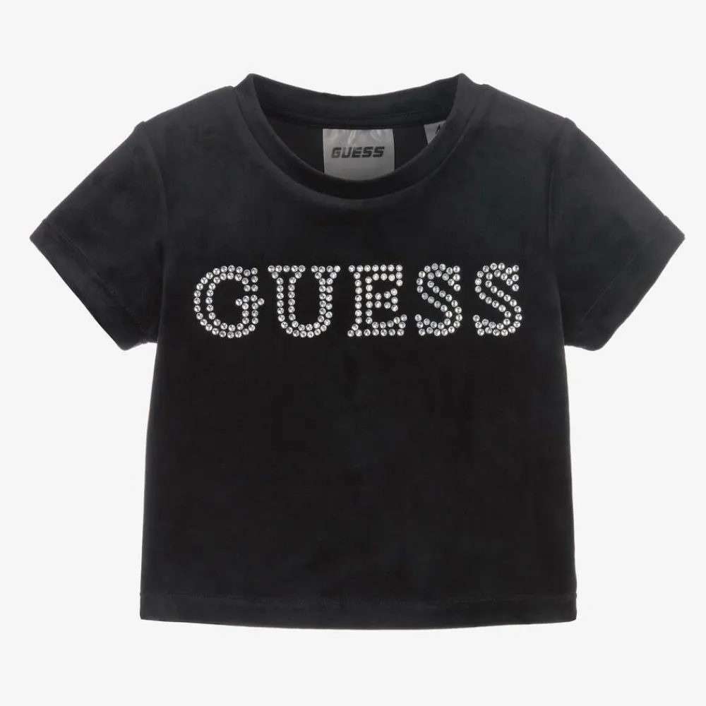 Guess Tops*Girls Black Velour T-Shirt