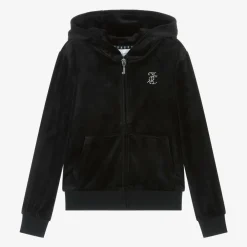 Juicy Couture Tops*Girls Black Velour Zip-Up Top