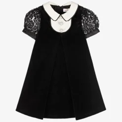 Childrensalon Occasions Dresses*Girls Black Velvet & Lace Dress