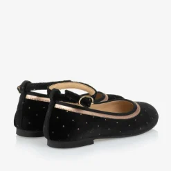 Childrensalon Occasions Bar Shoes|Bar Shoes*Girls Black Velvet Studded Shoes