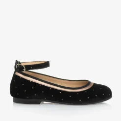 Childrensalon Occasions Bar Shoes|Bar Shoes*Girls Black Velvet Studded Shoes