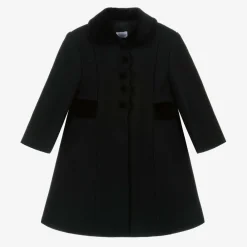 Ancar Coats & Jackets*Girls Black Wool & Velvet Coat