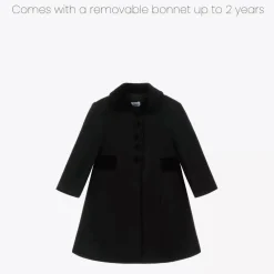 Ancar Coats & Jackets*Girls Black Wool & Velvet Coat
