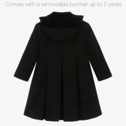Ancar Coats & Jackets*Girls Black Wool & Velvet Coat