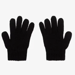 Catya Gloves & Mittens*Girls Black Wool Knit Bow Gloves