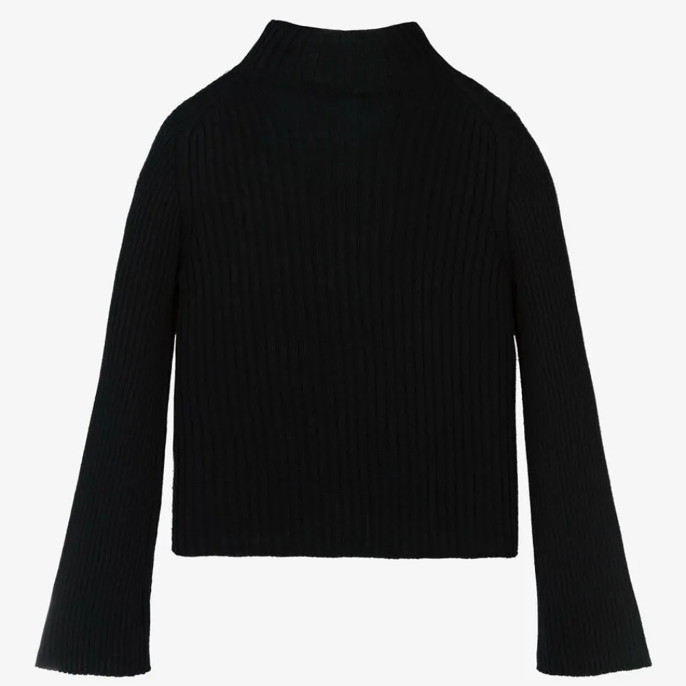 Moncler Enfant Tops*Girls Black Wool Turtleneck Sweater
