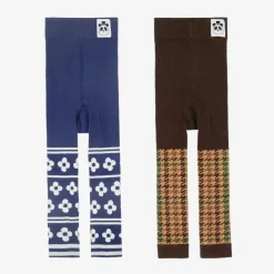 Mini Rodini Leggings*Girls Blue & Brown Cotton Leggings (2 Pack)