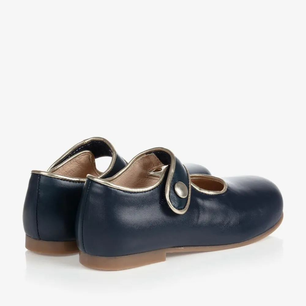 Childrens Classics Bar Shoes*Girls Blue & Gold Shoes