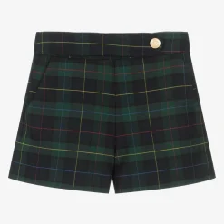Abel amp; Lula Shorts*Girls Blue & Green Tartan Viscose Shorts