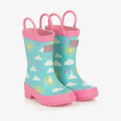 Hatley Rain Boots|Rain Boots*Girls Blue & Pink Happy Skies Rain Boots