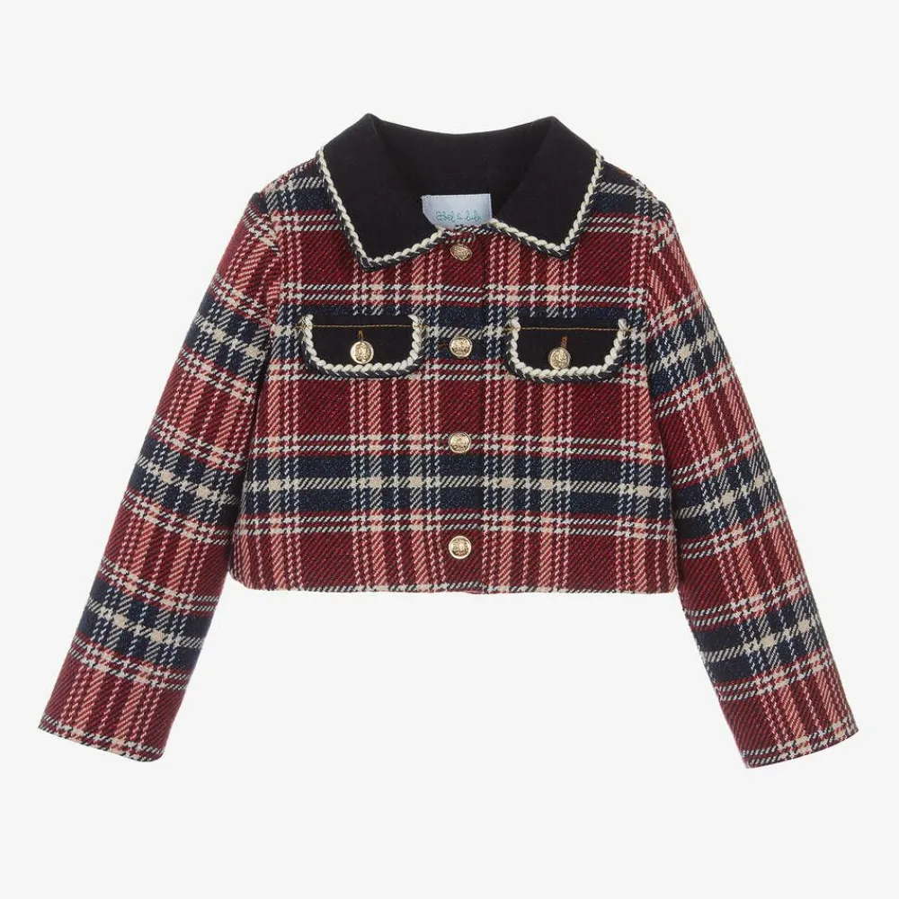Abel amp; Lula Coats & Jackets*Girls Blue & Red Tartan Tweed Jacket