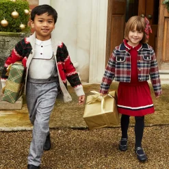 Abel amp; Lula Coats & Jackets*Girls Blue & Red Tartan Tweed Jacket