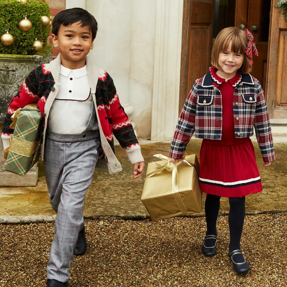 Abel amp; Lula Coats & Jackets*Girls Blue & Red Tartan Tweed Jacket