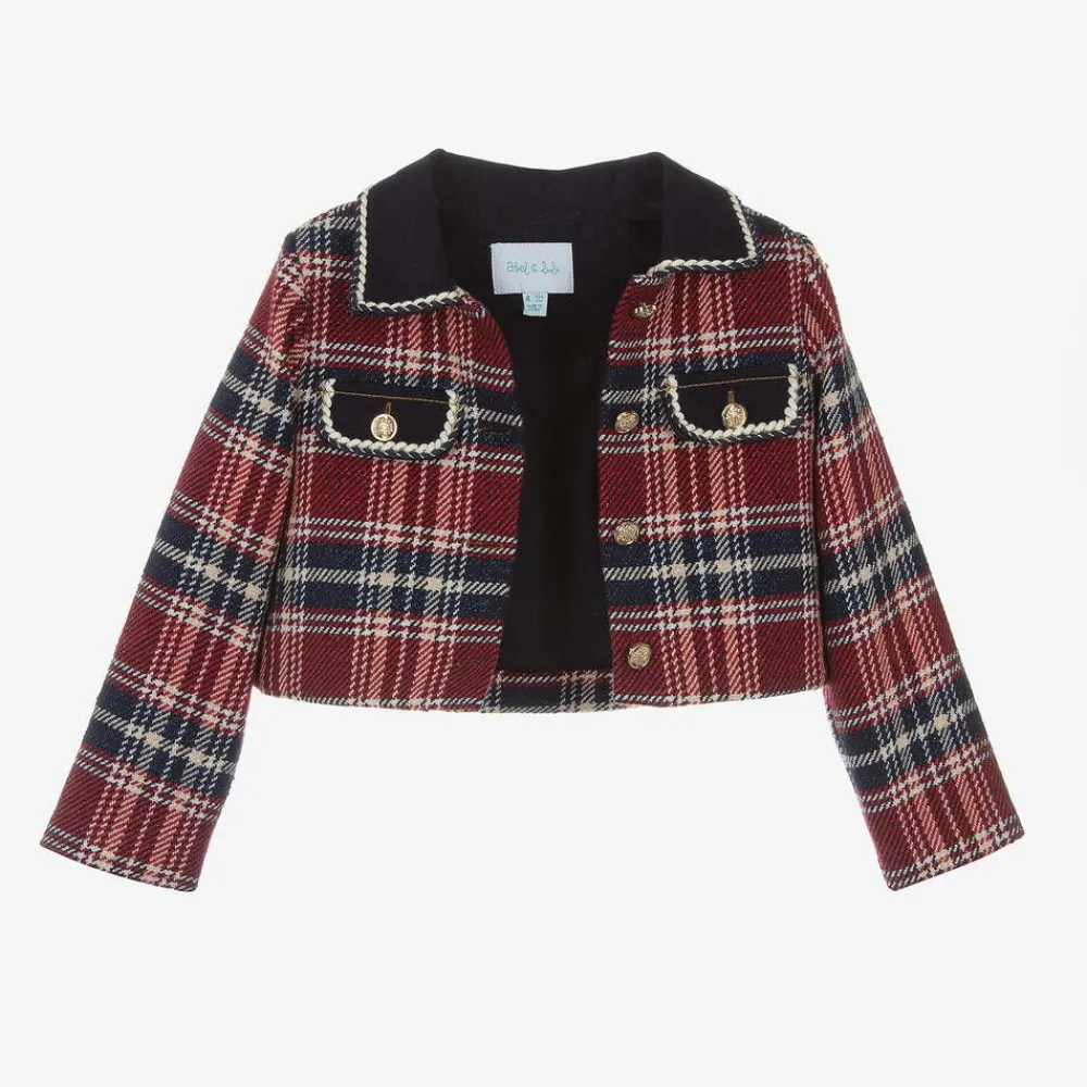 Abel amp; Lula Coats & Jackets*Girls Blue & Red Tartan Tweed Jacket