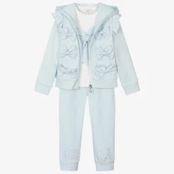 Caramelo Kids Tracksuits*Girls Blue & White Cotton Tracksuit Set