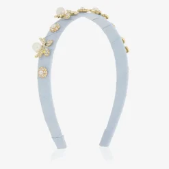 David Charles Hair Accessories*Girls Blue & Diamanté Bow Hairband