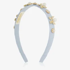 David Charles Hair Accessories*Girls Blue & Diamanté Bow Hairband