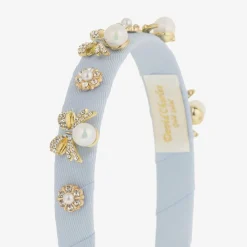 David Charles Hair Accessories*Girls Blue & Diamanté Bow Hairband