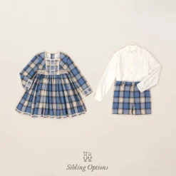 Abuela Tata Dresses*Girls Blue Check Cotton Dress