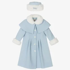 Sarah Louise Coats & Jackets|Coats & Jackets*Girls Blue Coat & Hat Set