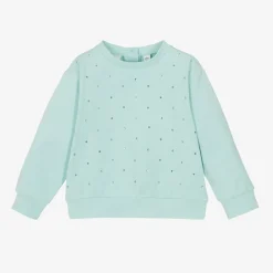 iDO Baby Tops*Girls Blue Cotton Diamanté Sweatshirt