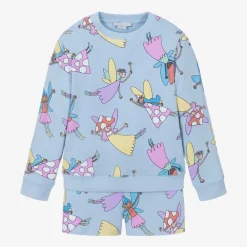 Stella McCartney Kids Outfit Sets*Girls Blue Cotton Fairies Shorts Set