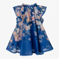 Zimmermann Dresses*Girls Blue Cotton Floral Dress DarkBlueWatercolourFloral